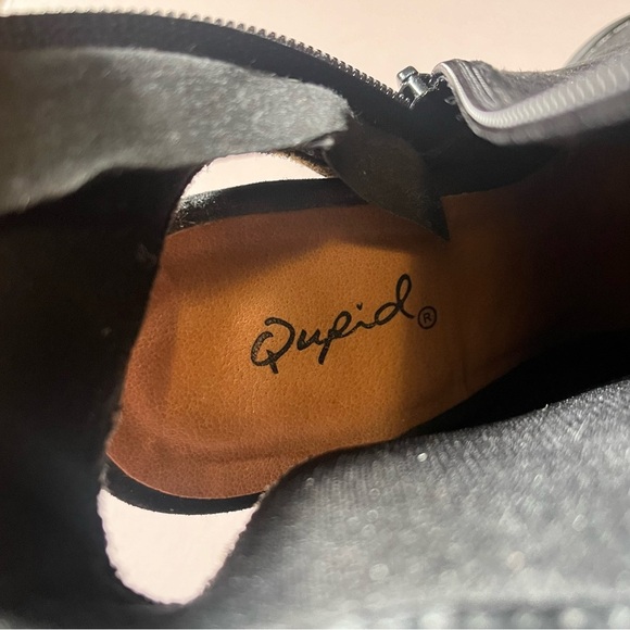 Qupid open toe fringe booties 6.5 black - Picture 5 of 8